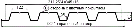 Фото: Профнастил Н60 х 845 - B (PURMAN-20-Tourmalin-0.5) в Красноармейске