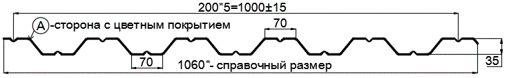 Фото: Профнастил НС35 х 1000 - A (ПЭ-01-1015-0.7) в Красноармейске