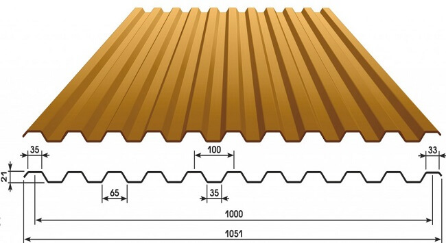 Профнастил С21 х 1000 - A (ECOSTEEL_MA-12-Античный Дуб-0.45) в Красноармейске